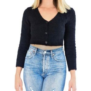 Black crop top sweater with buttons super cozy